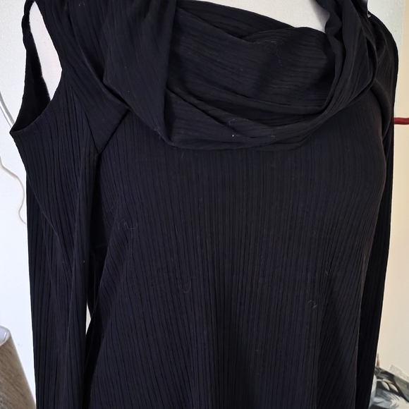 Tops - Attitude Black Cold Shoulder Top